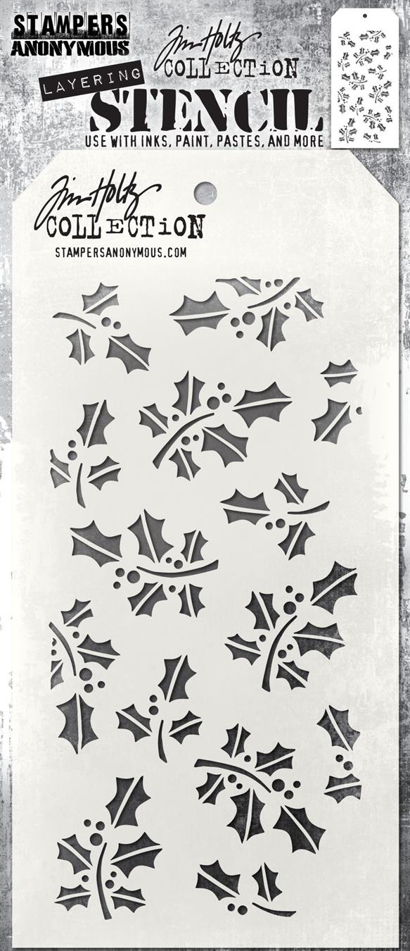 Tim Holtz - Stencil - Hollyberry