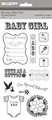 TPC Studio: BEAUTIFUL BABY GIRL - Clear Stamps