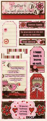 BoBunny: Crazy Love - Family Love cardstock stickers