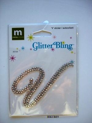MM: Glitter Bling Monogram Script - V