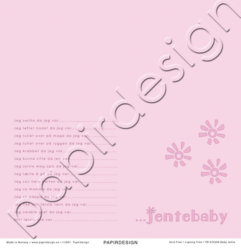 Papirdesign: Jentebaby