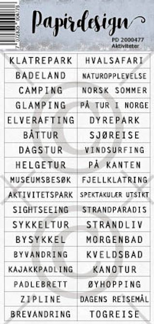 Papirdesign - Ord klistremerker - Aktiviteter