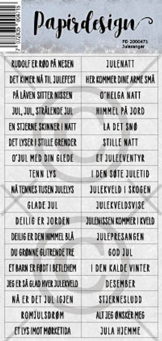 Papirdesign - Ord klistremerker - Julesanger
