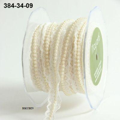 May Arts: Lace with pearl center - Ivory - 1 meter
