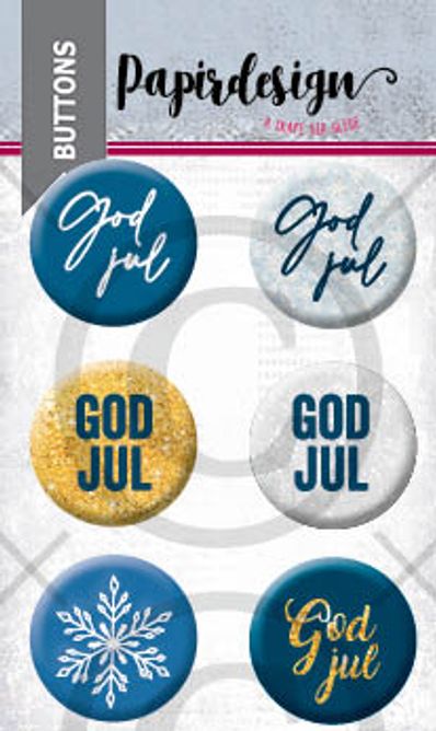 Papirdesign - Buttons - God Jul, blå