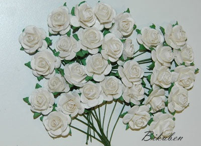 Papirdesign: Roser - Hvit /Krem 1,2cm