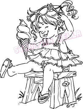 Stamping Bella: Lacie with Ice Cream - Unmounted Stamp
