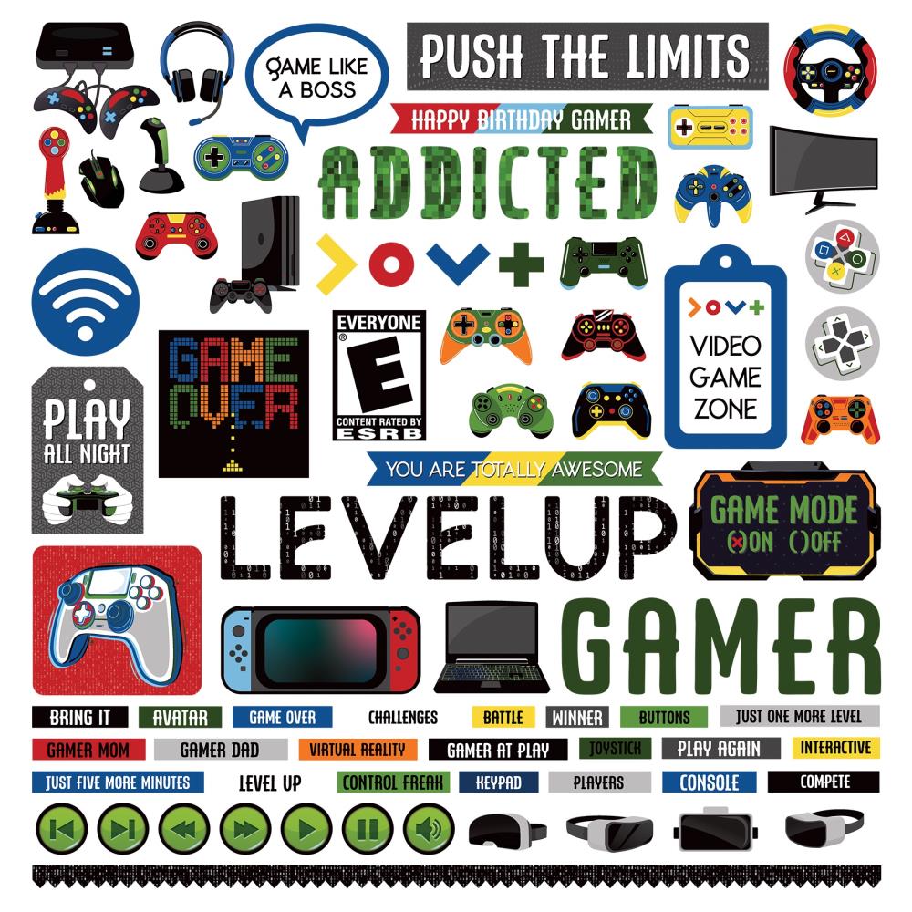 Photo Play - Gamer - Element Stickers - 12 x 12"