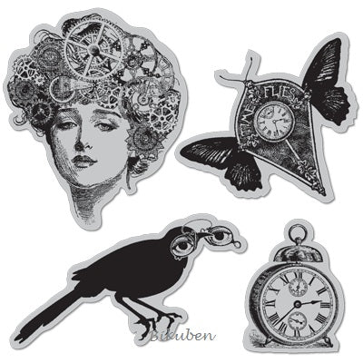 Hampton Art: Time Flies - Cling Stamps