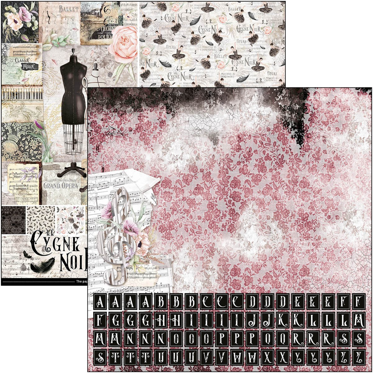 Ciao Bella - Le Cygne Noir - Paper Pack (8 ark) 12 x 12"