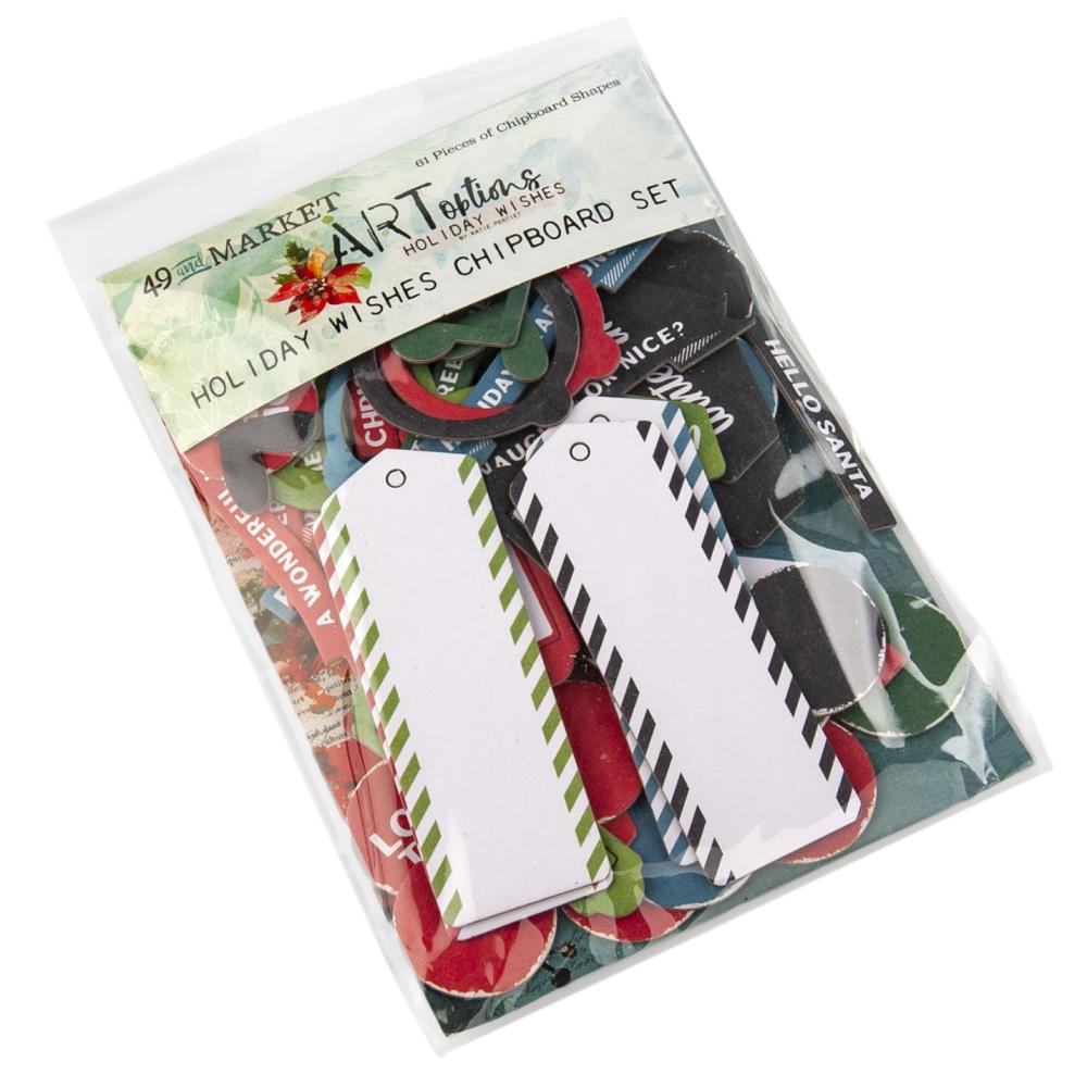 49 and Market - Artoptions - Holiday Wishes - Chipboard Bits