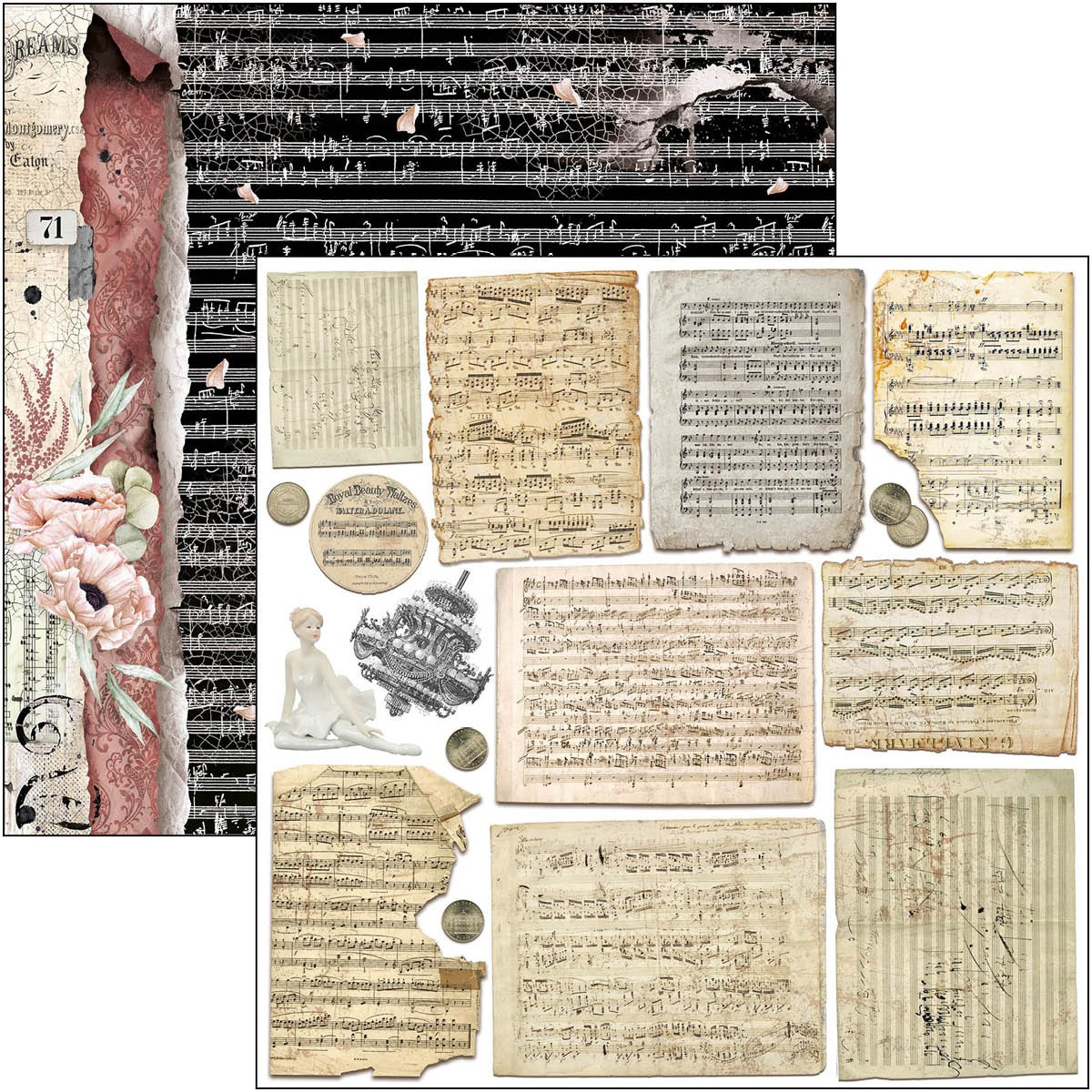 Ciao Bella - Le Cygne Noir- Fussy Cut Paper Pad - 6 x 6"