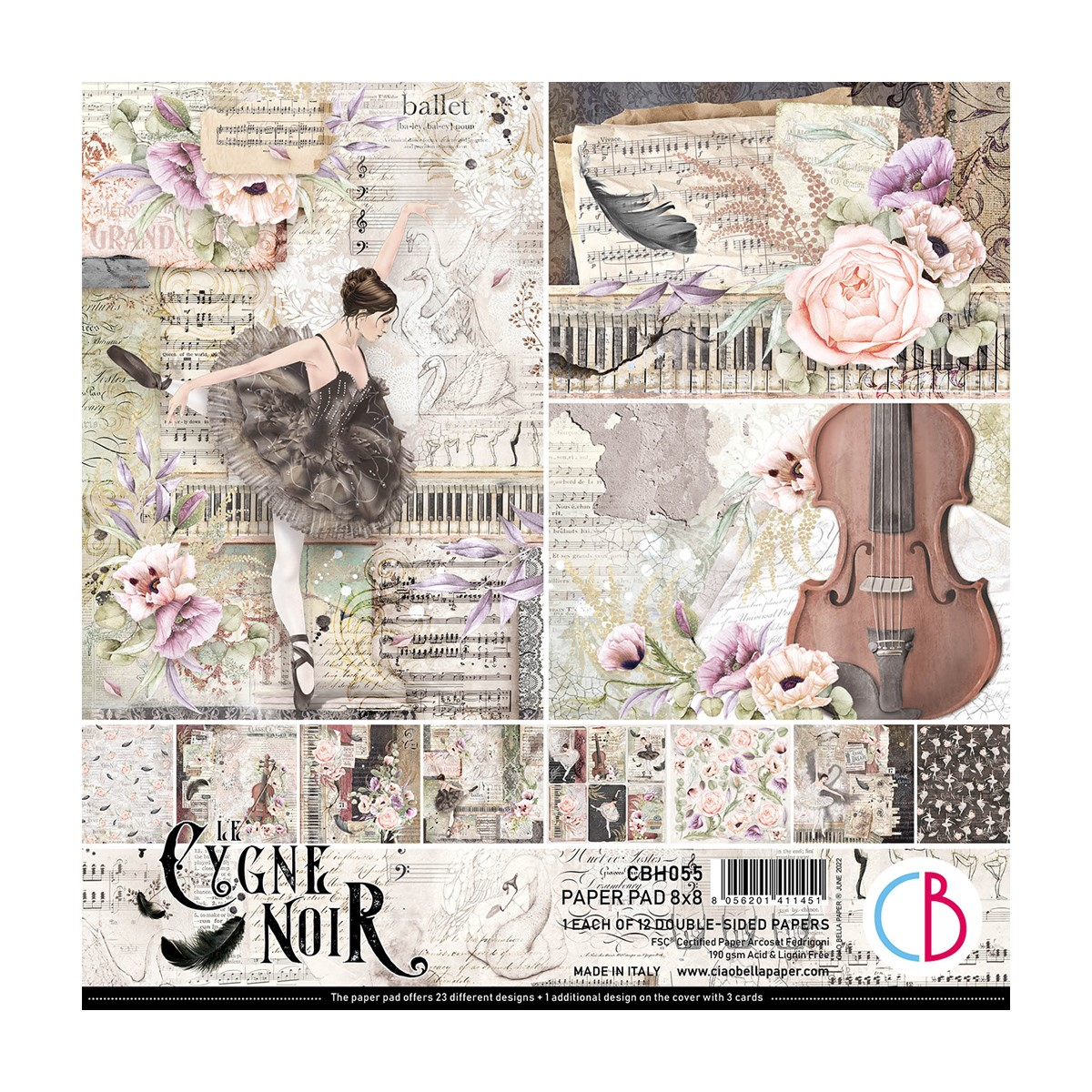 Ciao Bella - Le Cygne Noir - Paper Pad - 8 x 8"