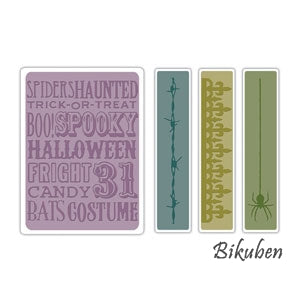 Sizzix - Tim Holtz Alterations - Halloween Background & Borders set - Embossing folders