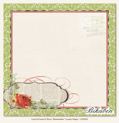My Minds Eye - Lost & Found 2 - Rosy "Remember" Lovely Paper 12x12"