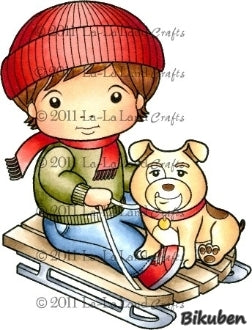 La-La Land Crafts - Luka on Sled - Red Rubberstamp