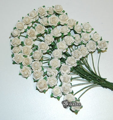 Papirdesign: Roser - Hvit/krem 1,0 cm