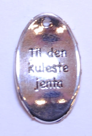 Kort & Godt - Charms m/tekst - Oval Sølv - Til den kuleste jenta