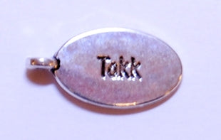 Kort & Godt - Charms m/tekst - Oval Sølv - Takk