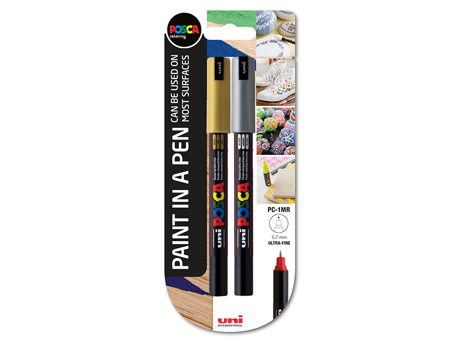 Uni Posca - PC 1MR - Gold & Silver Set - Ultra Fine 0,7 mm