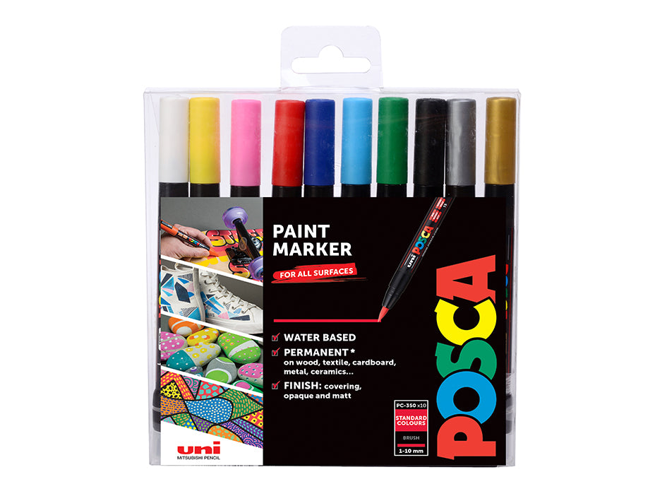 Uni Posca - PCF-350 - Brush Tip Pen Set - Standard  (1 - 10 mm)