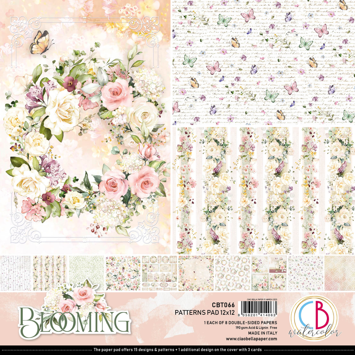 Ciao Bella - Blooming - Paper Pack (8 ark) 12 x 12"
