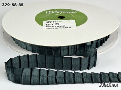 May Arts - Satin Ribbon with Pleats - Dark Silver METERSVIS