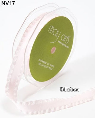 May Arts - Faux Suede Ribbon with Ruffle Egde - Pink METERSVIS