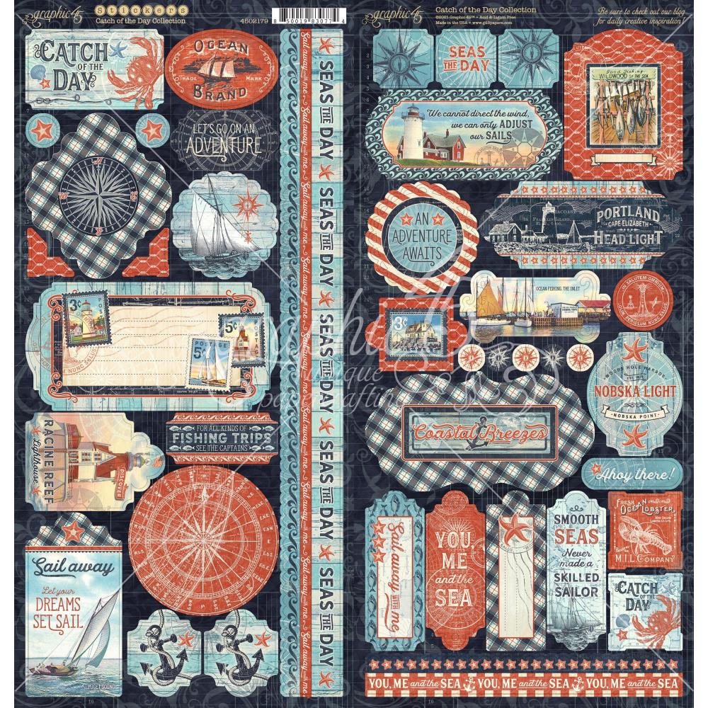 Graphic 45 - Catch of the day - Sticker Sheet - 12 x 12"