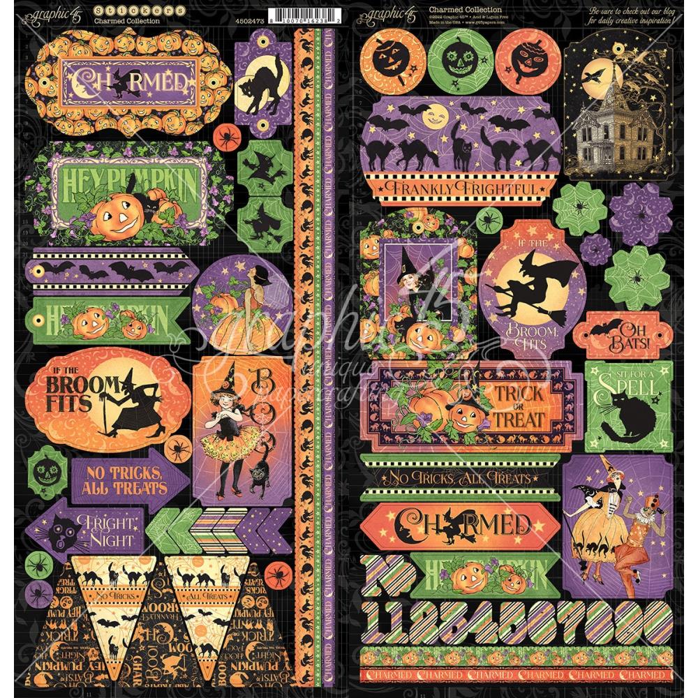 Graphic 45 - Charmed - Sticker Sheet - 12 x 12"