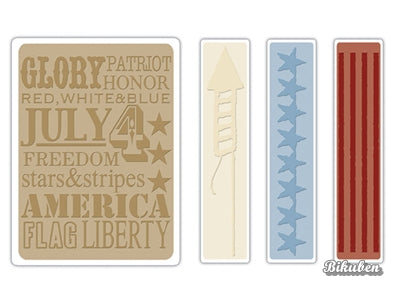 Sizzix - Tim Holtz Alterations - Texture Fades - Americana Background & Borders Set - Embossing Folders