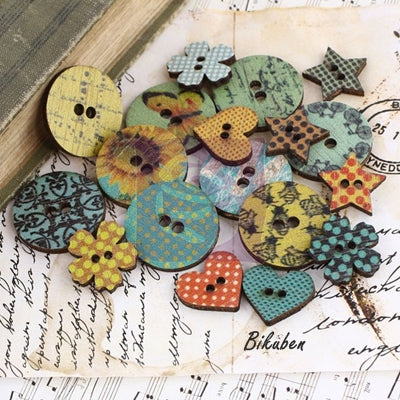 Prima - Wood Buttons - Sun Kiss