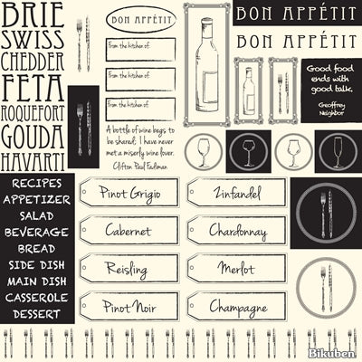 Canvas Corp - Wine & Cheese - Black & Ivory 12x12"