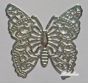 Kort & Godt: Sommerfugl (flat) - sølv metall