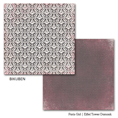 Carta Bella: Paris Girl - Eiffel Tower Damask 12x12"
