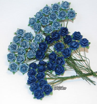 Papirdesign - Roser - Mørk Blå/Blå 1,2 cm