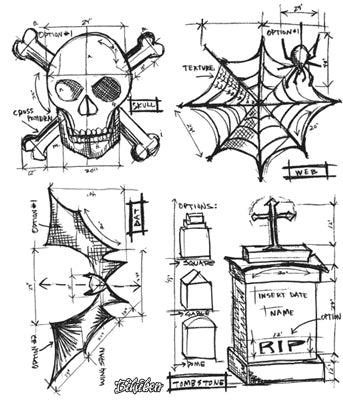 Tim Holtz Collection - Halloween Blueprint - Stamps