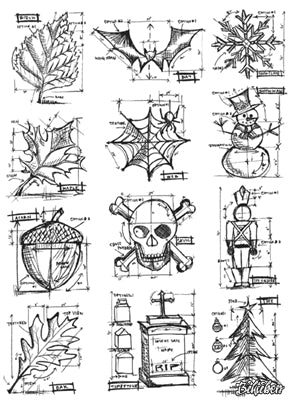 Tim Holtz Collection - Mini Blueprint Stamps