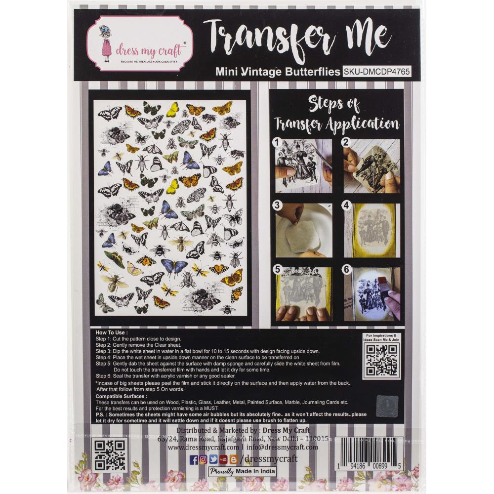 Dress my craft - Transfer Me Sheet - A4 - Mini Butterflys