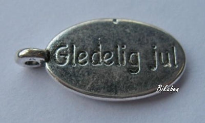 Kort & Godt - Gledelig Jul Sølv - Oval metall Charms