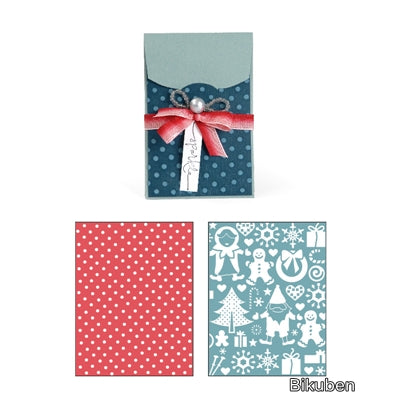 Sizzix - Bigz XL Dies - Gift Card Holder with Bonus Embossing Folders Snow Village Set