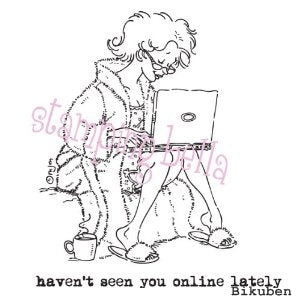Stamping Bella - Lizzy Laptop - Umontert Red Rubber Stamp