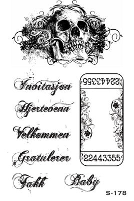 Kort & Godt: Clearstamp Small Plate - Billett/Hodeskalle