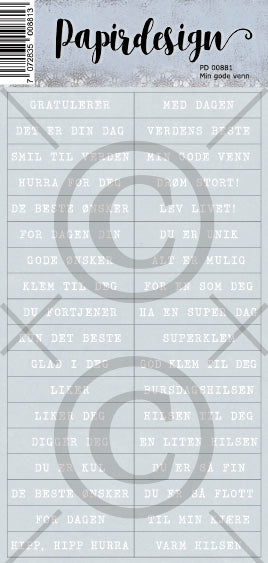 Papirdesign - Ord klistremerker - Min gode venn, blå