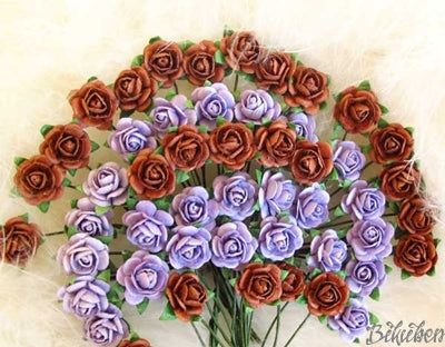 Papirdesign - Roser - Lilla/Brun 1,0cm