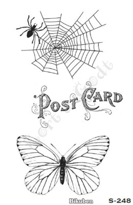 Kort & Godt - Clearstamp - Sommerfugl, Postcard og Spindelvev