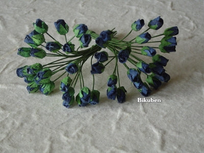 Wild Orchid - Rosebuds - Navy Blue 4mm
