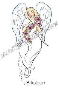 Vilda Stamps - Ängel med blommor - Umontert Stempel