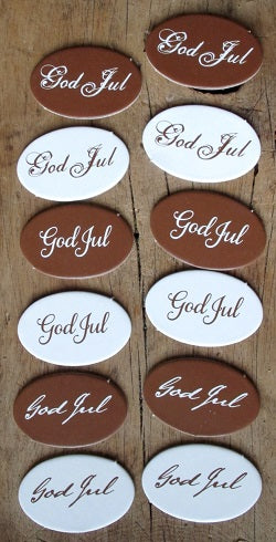 Papirdesign: God Jul, hvit & brun - Chipboard