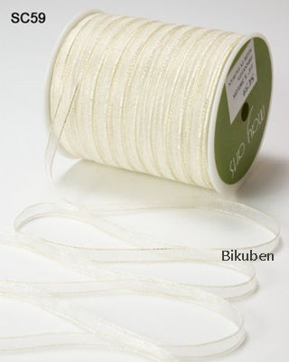 May Arts - Sheer Ribbon - Ivory/Gold Egde - METERSVIS